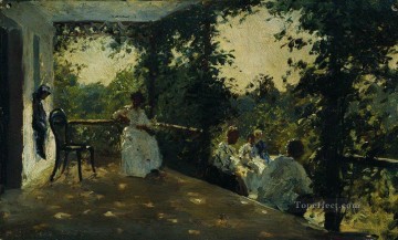  1908 Oil Painting - on the terrace 1908 1 Ilya Repin
